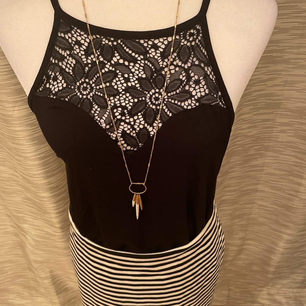 Stella & Dot gold long layering necklace